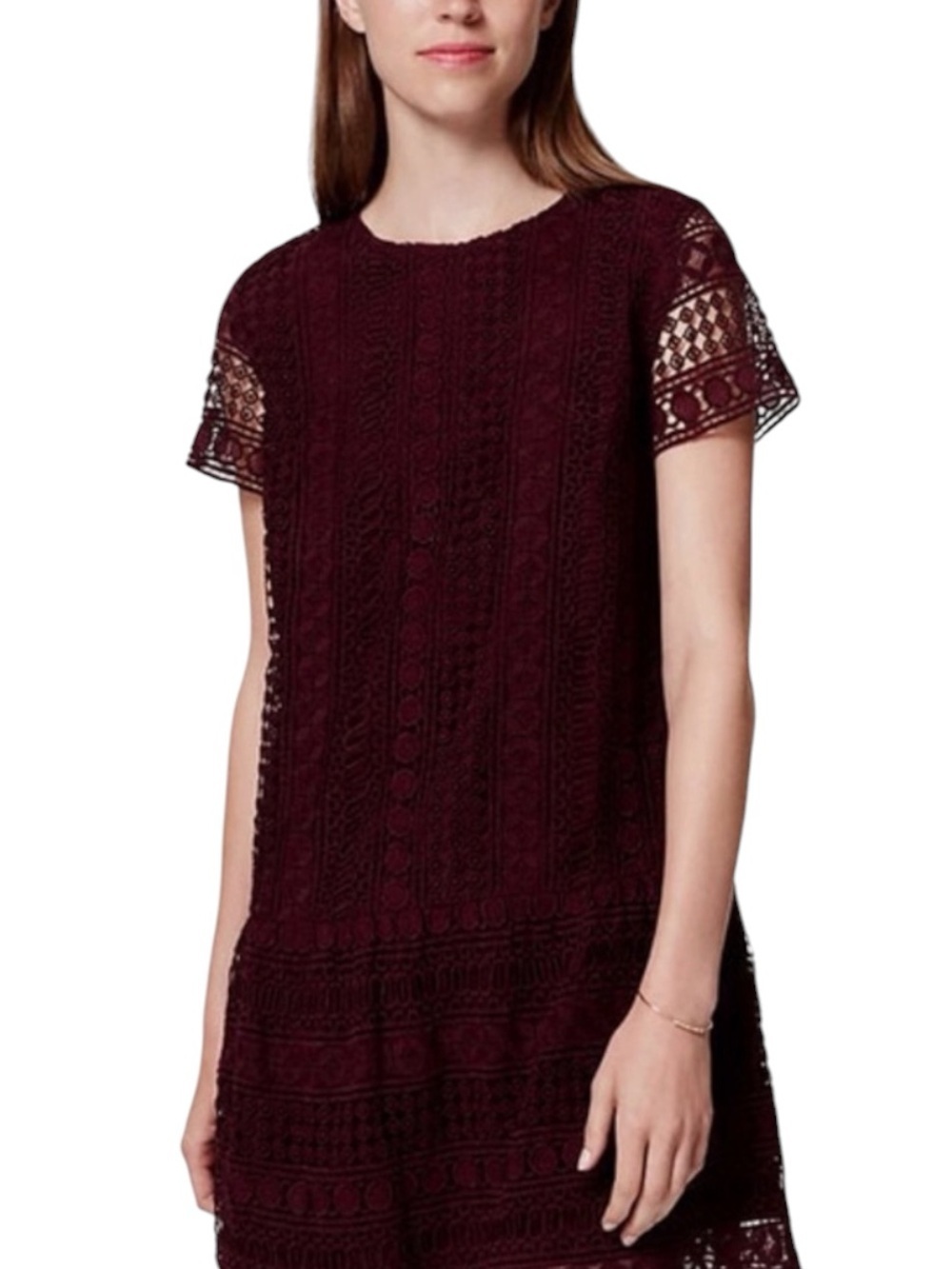 Loft Lace Burgundy Drop Waist Short Dress Size 12 Great Used Condition